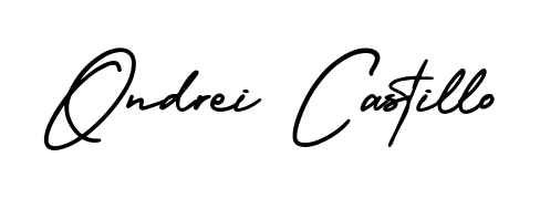 A sleek calligraphic signature for name Ondrei Castillo utilizing AmerikaSignatureDemo-Regular styling. Great for adding personal signatures to photos and art. Ondrei Castillo signature style 3 images and pictures png