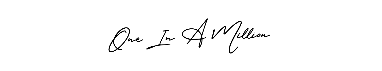 Check out images of Autograph of One In A Million name. Actor One In A Million Signature Style. AmerikaSignatureDemo-Regular is a professional sign style online. One In A Million signature style 3 images and pictures png