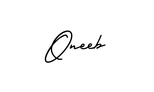 Use a signature maker to create a handwritten signature online. With this signature software, you can design (AmerikaSignatureDemo-Regular) your own signature for name Oneeb. Oneeb signature style 3 images and pictures png