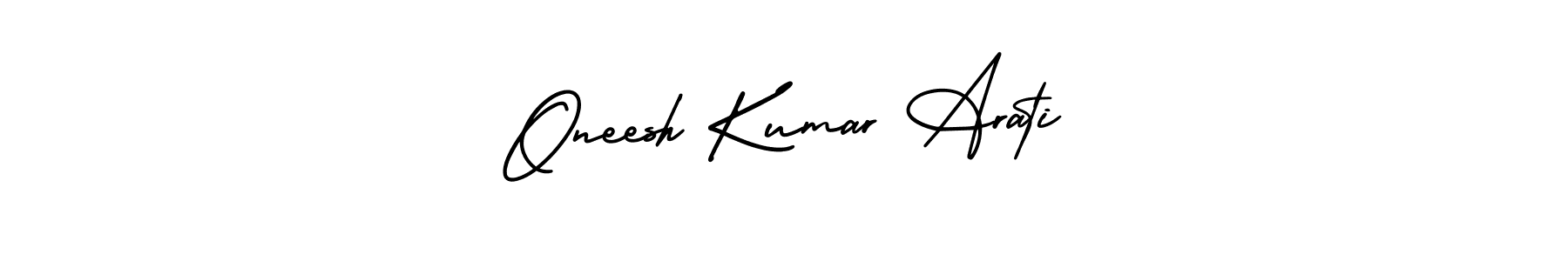 AmerikaSignatureDemo-Regular is a professional signature style that is perfect for those who want to add a touch of class to their signature. It is also a great choice for those who want to make their signature more unique. Get Oneesh Kumar Arati name to fancy signature for free. Oneesh Kumar Arati signature style 3 images and pictures png