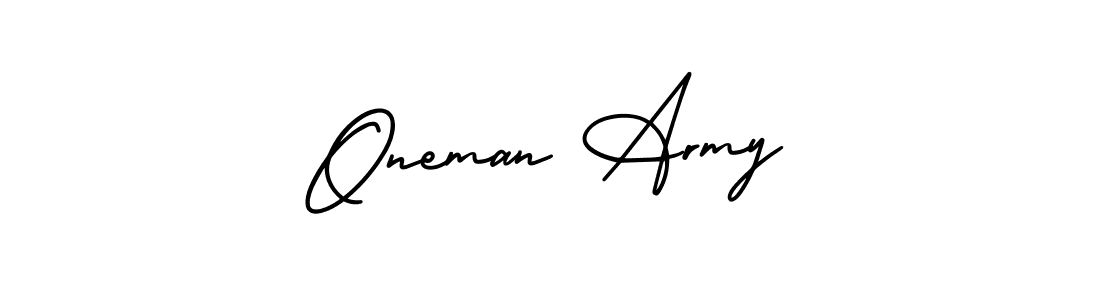 Use a signature maker to create a handwritten signature online. With this signature software, you can design (AmerikaSignatureDemo-Regular) your own signature for name Oneman Army. Oneman Army signature style 3 images and pictures png