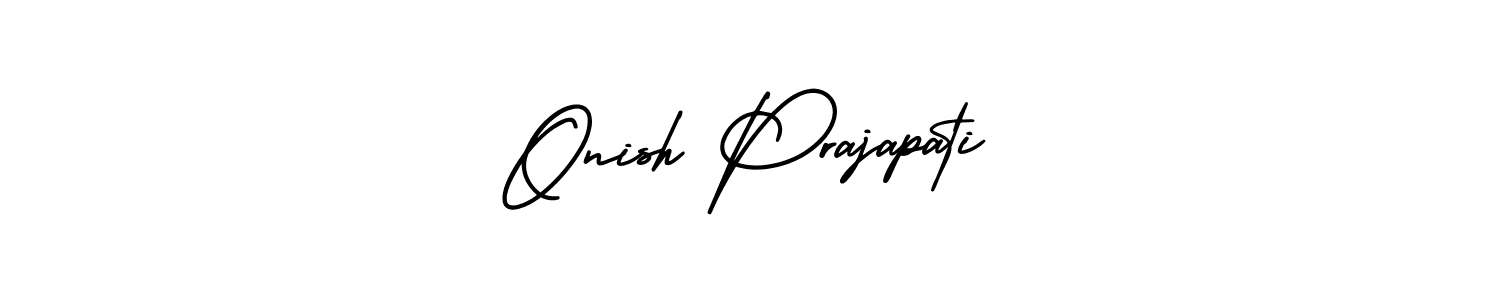 Design your own signature with our free online signature maker. With this signature software, you can create a handwritten (AmerikaSignatureDemo-Regular) signature for name Onish Prajapati. Onish Prajapati signature style 3 images and pictures png