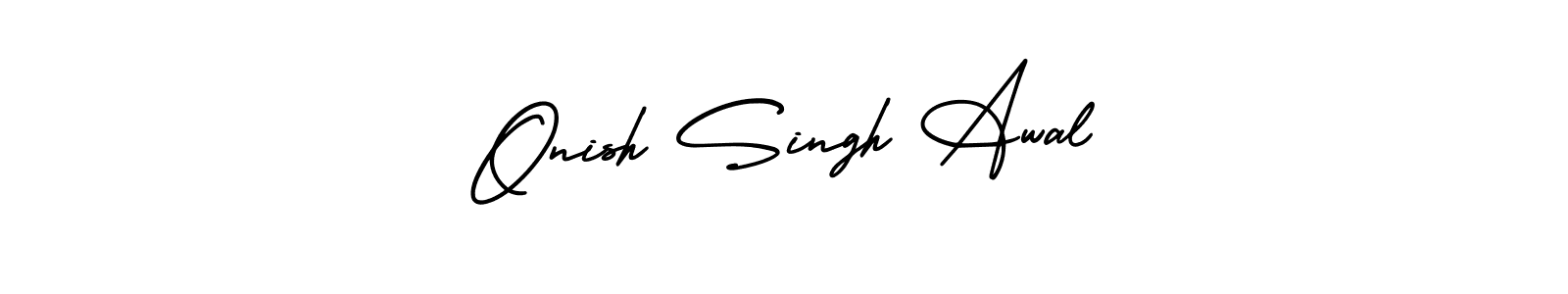 Also You can easily find your signature by using the search form. We will create Onish Singh Awal name handwritten signature images for you free of cost using AmerikaSignatureDemo-Regular sign style. Onish Singh Awal signature style 3 images and pictures png