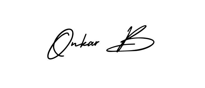 How to make Onkar B name signature. Use AmerikaSignatureDemo-Regular style for creating short signs online. This is the latest handwritten sign. Onkar B signature style 3 images and pictures png