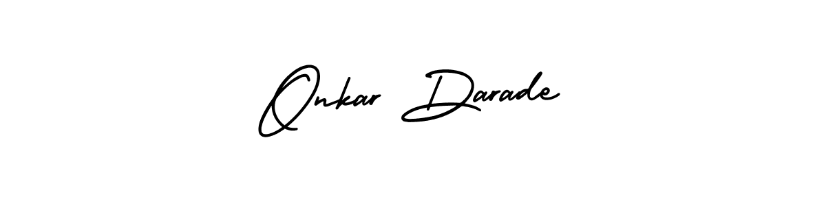 The best way (AmerikaSignatureDemo-Regular) to make a short signature is to pick only two or three words in your name. The name Onkar Darade include a total of six letters. For converting this name. Onkar Darade signature style 3 images and pictures png
