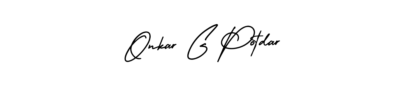 You should practise on your own different ways (AmerikaSignatureDemo-Regular) to write your name (Onkar G Potdar) in signature. don't let someone else do it for you. Onkar G Potdar signature style 3 images and pictures png