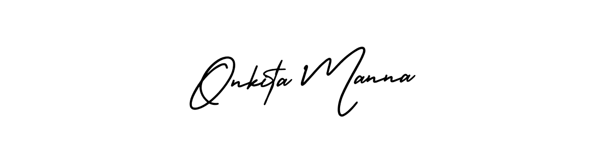 How to make Onkita Manna signature? AmerikaSignatureDemo-Regular is a professional autograph style. Create handwritten signature for Onkita Manna name. Onkita Manna signature style 3 images and pictures png