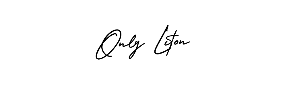 Only Liton stylish signature style. Best Handwritten Sign (AmerikaSignatureDemo-Regular) for my name. Handwritten Signature Collection Ideas for my name Only Liton. Only Liton signature style 3 images and pictures png