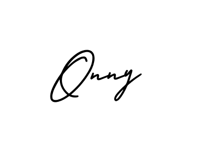 Onny stylish signature style. Best Handwritten Sign (AmerikaSignatureDemo-Regular) for my name. Handwritten Signature Collection Ideas for my name Onny. Onny signature style 3 images and pictures png