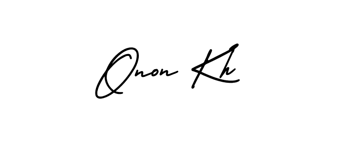 The best way (AmerikaSignatureDemo-Regular) to make a short signature is to pick only two or three words in your name. The name Onon Kh include a total of six letters. For converting this name. Onon Kh signature style 3 images and pictures png