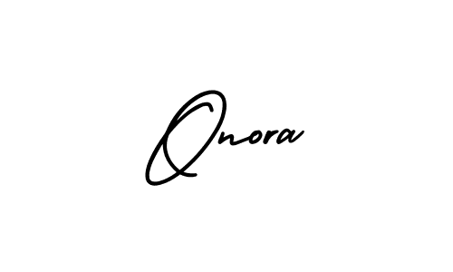 You should practise on your own different ways (AmerikaSignatureDemo-Regular) to write your name (Onora) in signature. don't let someone else do it for you. Onora signature style 3 images and pictures png