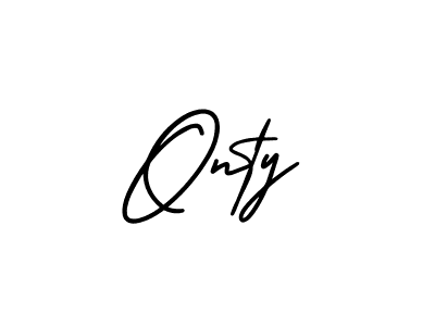 You should practise on your own different ways (AmerikaSignatureDemo-Regular) to write your name (Onty) in signature. don't let someone else do it for you. Onty signature style 3 images and pictures png