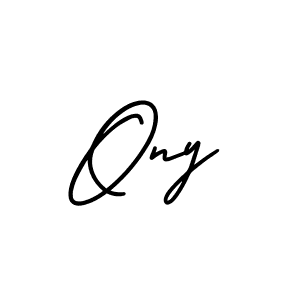 How to make Ony name signature. Use AmerikaSignatureDemo-Regular style for creating short signs online. This is the latest handwritten sign. Ony signature style 3 images and pictures png