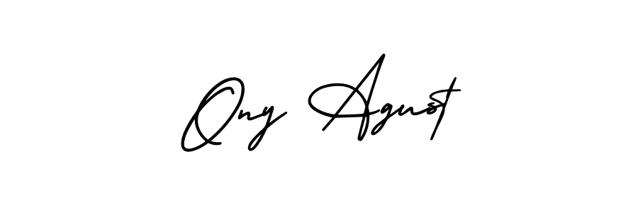 AmerikaSignatureDemo-Regular is a professional signature style that is perfect for those who want to add a touch of class to their signature. It is also a great choice for those who want to make their signature more unique. Get Ony Agust name to fancy signature for free. Ony Agust signature style 3 images and pictures png