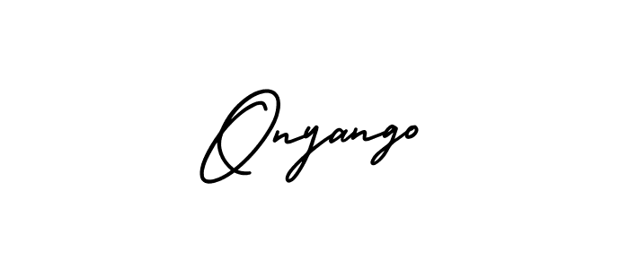 Use a signature maker to create a handwritten signature online. With this signature software, you can design (AmerikaSignatureDemo-Regular) your own signature for name Onyango. Onyango signature style 3 images and pictures png