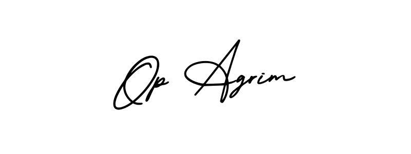How to Draw Op Agrim signature style? AmerikaSignatureDemo-Regular is a latest design signature styles for name Op Agrim. Op Agrim signature style 3 images and pictures png
