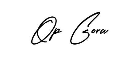 A modern signature idea for name Op Gora using AmerikaSignatureDemo-Regular font. Clean strokes and elegant curves make it stand out instantly. Op Gora signature style 3 images and pictures png