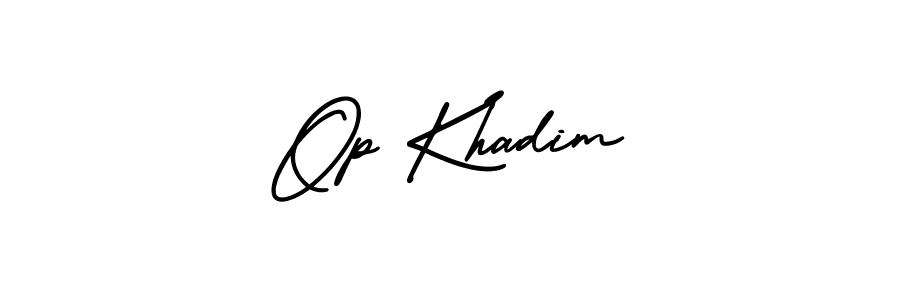 It looks lik you need a new signature style for name Op Khadim. Design unique handwritten (AmerikaSignatureDemo-Regular) signature with our free signature maker in just a few clicks. Op Khadim signature style 3 images and pictures png