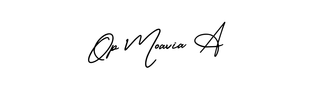 It looks lik you need a new signature style for name Op Moavia A. Design unique handwritten (AmerikaSignatureDemo-Regular) signature with our free signature maker in just a few clicks. Op Moavia A signature style 3 images and pictures png