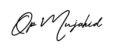 A sleek calligraphic signature for name Op Mujahid utilizing AmerikaSignatureDemo-Regular styling. Great for adding personal signatures to photos and art. Op Mujahid signature style 3 images and pictures png