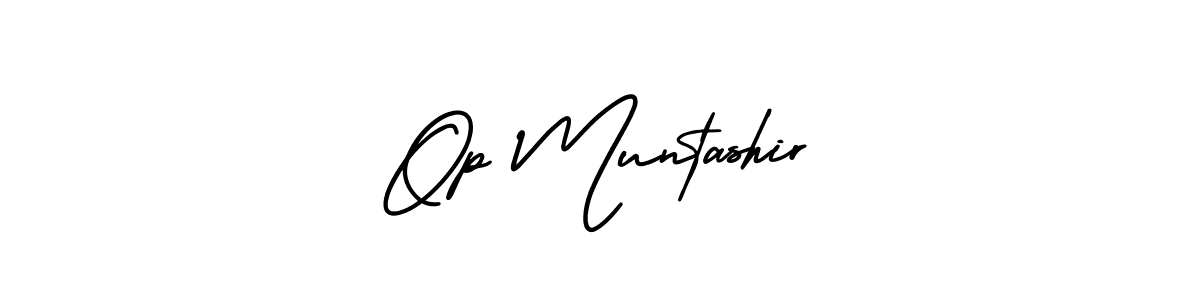 Also You can easily find your signature by using the search form. We will create Op Muntashir name handwritten signature images for you free of cost using AmerikaSignatureDemo-Regular sign style. Op Muntashir signature style 3 images and pictures png