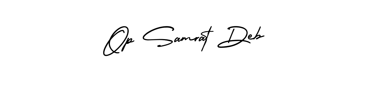 The best way (AmerikaSignatureDemo-Regular) to make a short signature is to pick only two or three words in your name. The name Op Samrat Deb include a total of six letters. For converting this name. Op Samrat Deb signature style 3 images and pictures png