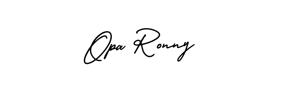 The best way (AmerikaSignatureDemo-Regular) to make a short signature is to pick only two or three words in your name. The name Opa Ronny include a total of six letters. For converting this name. Opa Ronny signature style 3 images and pictures png