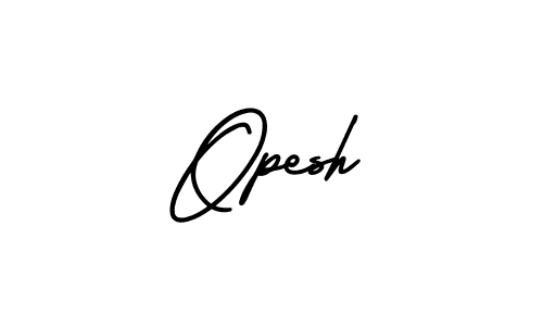 You should practise on your own different ways (AmerikaSignatureDemo-Regular) to write your name (Opesh) in signature. don't let someone else do it for you. Opesh signature style 3 images and pictures png