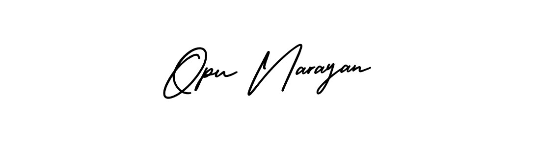 Use a signature maker to create a handwritten signature online. With this signature software, you can design (AmerikaSignatureDemo-Regular) your own signature for name Opu Narayan. Opu Narayan signature style 3 images and pictures png