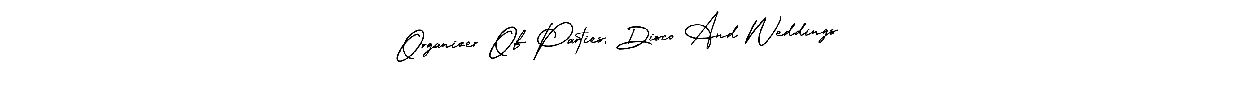 Check out images of Autograph of Organizer Of Parties, Disco And Weddings name. Actor Organizer Of Parties, Disco And Weddings Signature Style. AmerikaSignatureDemo-Regular is a professional sign style online. Organizer Of Parties, Disco And Weddings signature style 3 images and pictures png