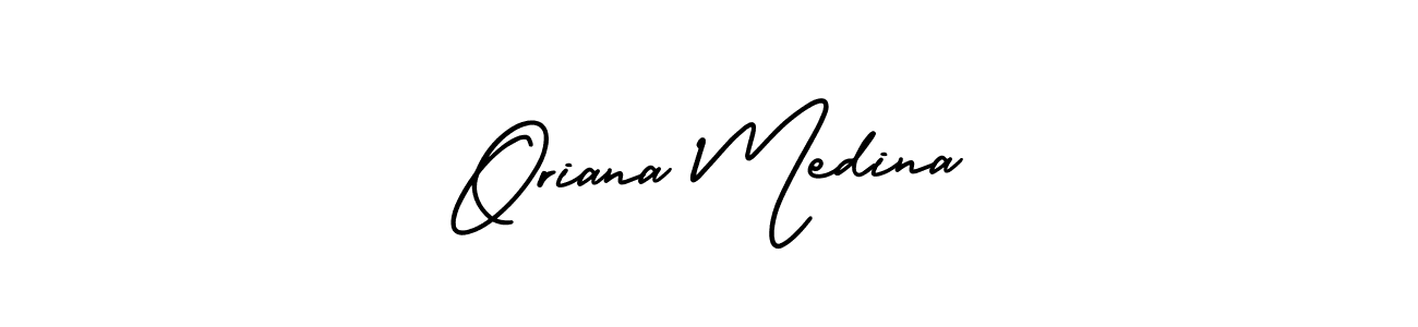 Oriana Medina stylish signature style. Best Handwritten Sign (AmerikaSignatureDemo-Regular) for my name. Handwritten Signature Collection Ideas for my name Oriana Medina. Oriana Medina signature style 3 images and pictures png