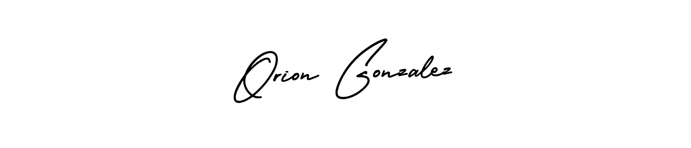 You should practise on your own different ways (AmerikaSignatureDemo-Regular) to write your name (Orion Gonzalez) in signature. don't let someone else do it for you. Orion Gonzalez signature style 3 images and pictures png