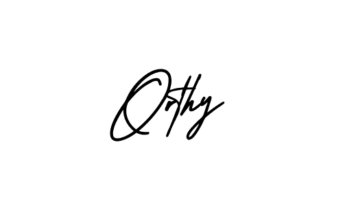 How to make Orthy name signature. Use AmerikaSignatureDemo-Regular style for creating short signs online. This is the latest handwritten sign. Orthy signature style 3 images and pictures png