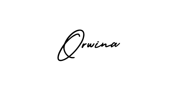 The best way (AmerikaSignatureDemo-Regular) to make a short signature is to pick only two or three words in your name. The name Orwina include a total of six letters. For converting this name. Orwina signature style 3 images and pictures png