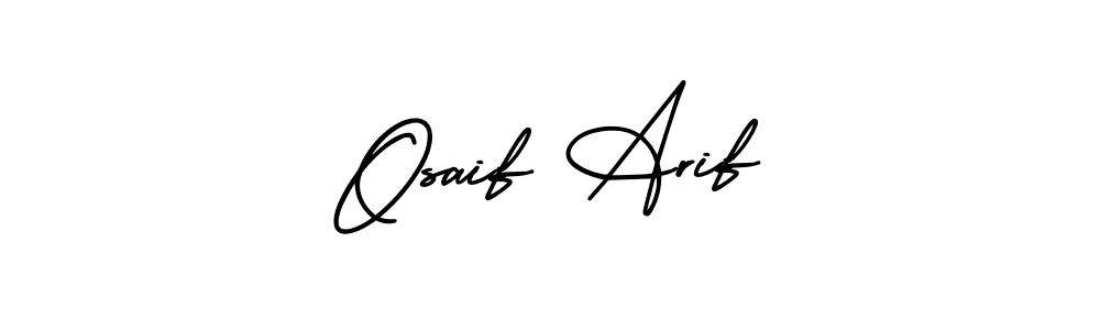 This is the best signature style for the Osaif Arif name. Also you like these signature font (AmerikaSignatureDemo-Regular). Mix name signature. Osaif Arif signature style 3 images and pictures png