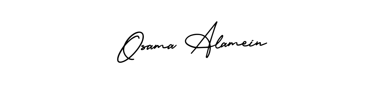 The best way (AmerikaSignatureDemo-Regular) to make a short signature is to pick only two or three words in your name. The name Osama Alamein include a total of six letters. For converting this name. Osama Alamein signature style 3 images and pictures png