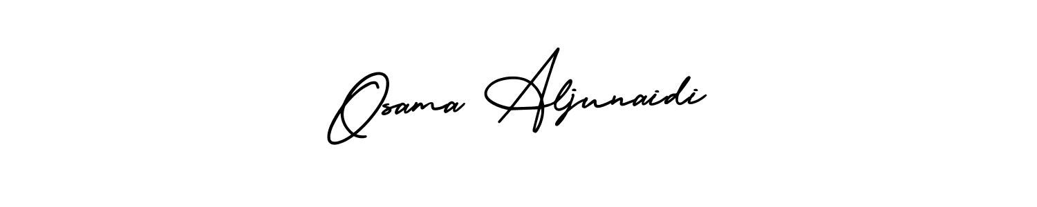 The best way (AmerikaSignatureDemo-Regular) to make a short signature is to pick only two or three words in your name. The name Osama Aljunaidi include a total of six letters. For converting this name. Osama Aljunaidi signature style 3 images and pictures png