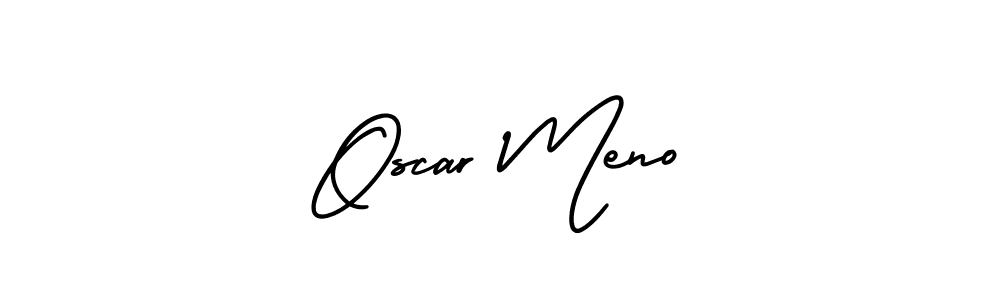 You should practise on your own different ways (AmerikaSignatureDemo-Regular) to write your name (Oscar Meno) in signature. don't let someone else do it for you. Oscar Meno signature style 3 images and pictures png