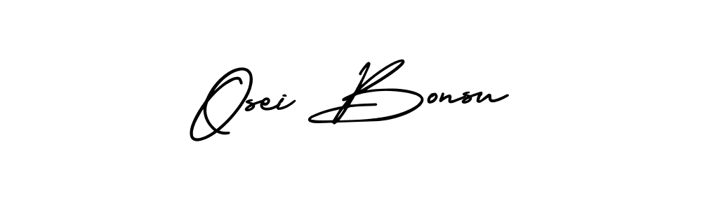 How to make Osei Bonsu name signature. Use AmerikaSignatureDemo-Regular style for creating short signs online. This is the latest handwritten sign. Osei Bonsu signature style 3 images and pictures png