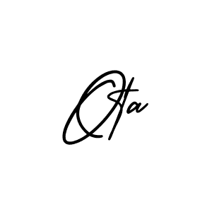 Use a signature maker to create a handwritten signature online. With this signature software, you can design (AmerikaSignatureDemo-Regular) your own signature for name Ota. Ota signature style 3 images and pictures png