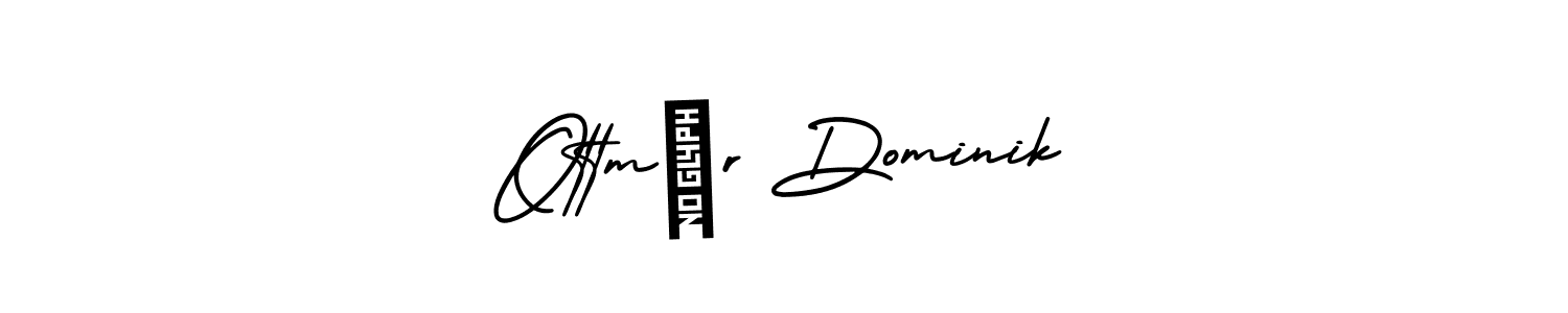 The best way (AmerikaSignatureDemo-Regular) to make a short signature is to pick only two or three words in your name. The name Ottmár Dominik include a total of six letters. For converting this name. Ottmár Dominik signature style 3 images and pictures png