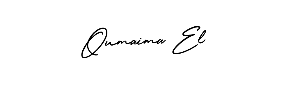 You should practise on your own different ways (AmerikaSignatureDemo-Regular) to write your name (Oumaima El) in signature. don't let someone else do it for you. Oumaima El signature style 3 images and pictures png