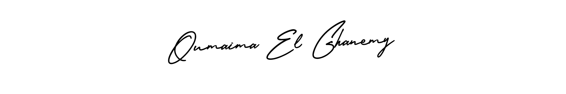 This is the best signature style for the Oumaima El Ghanemy name. Also you like these signature font (AmerikaSignatureDemo-Regular). Mix name signature. Oumaima El Ghanemy signature style 3 images and pictures png