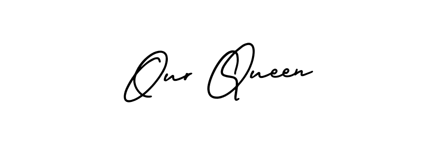 if you are searching for the best signature style for your name Our Queen. so please give up your signature search. here we have designed multiple signature styles  using AmerikaSignatureDemo-Regular. Our Queen signature style 3 images and pictures png