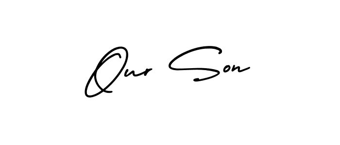 You should practise on your own different ways (AmerikaSignatureDemo-Regular) to write your name (Our Son) in signature. don't let someone else do it for you. Our Son signature style 3 images and pictures png