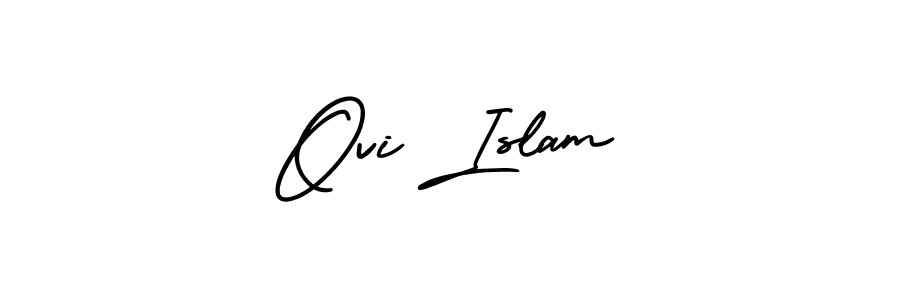 You should practise on your own different ways (AmerikaSignatureDemo-Regular) to write your name (Ovi Islam) in signature. don't let someone else do it for you. Ovi Islam signature style 3 images and pictures png