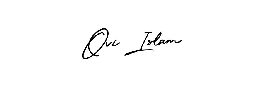 You should practise on your own different ways (AmerikaSignatureDemo-Regular) to write your name (Ovi Islam) in signature. don't let someone else do it for you. Ovi Islam signature style 3 images and pictures png