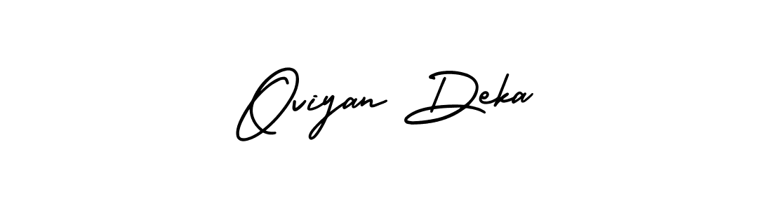 You should practise on your own different ways (AmerikaSignatureDemo-Regular) to write your name (Oviyan Deka) in signature. don't let someone else do it for you. Oviyan Deka signature style 3 images and pictures png