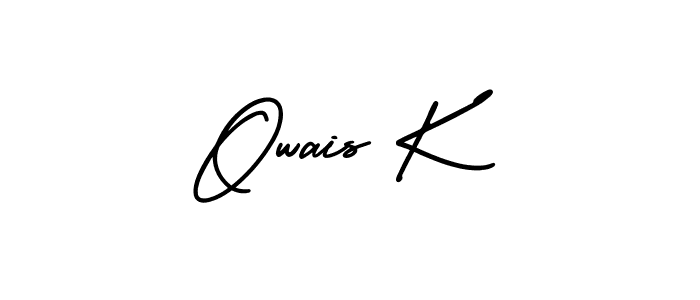 You should practise on your own different ways (AmerikaSignatureDemo-Regular) to write your name (Owais K) in signature. don't let someone else do it for you. Owais K signature style 3 images and pictures png