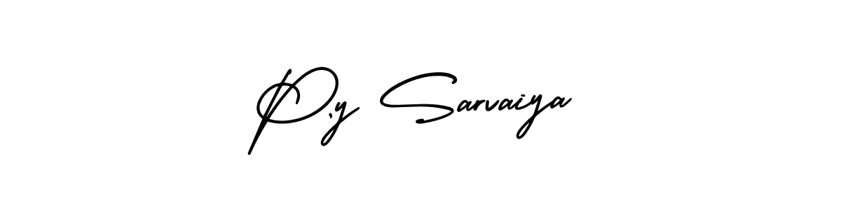 Make a beautiful signature design for name P,y Sarvaiya. With this signature (AmerikaSignatureDemo-Regular) style, you can create a handwritten signature for free. P,y Sarvaiya signature style 3 images and pictures png